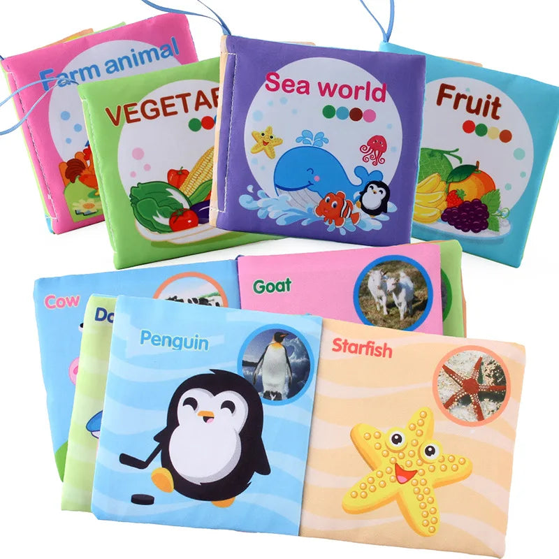 Livro de pano macio para bebês para recém-nascidos de 0 a 12 meses, livro 3D, família animal, cognitivo, Montessori, brinquedos educativos iniciais para crianças, presente