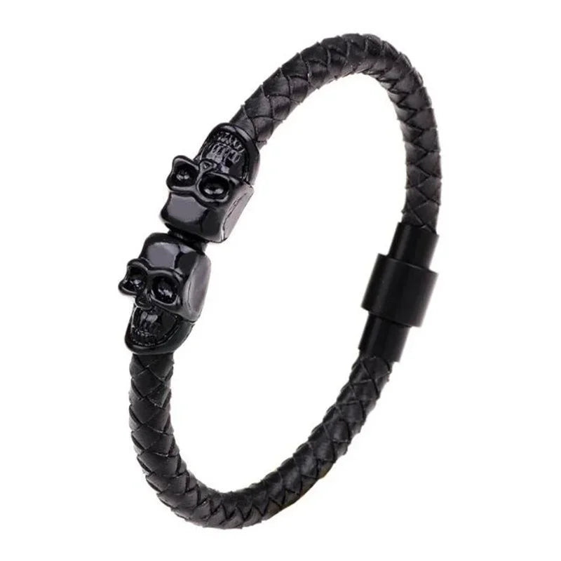European and American Fashion Stainless Steel Star of David Multilayer Leather Braid Bracelet Mes Charm Amulet Jewelry