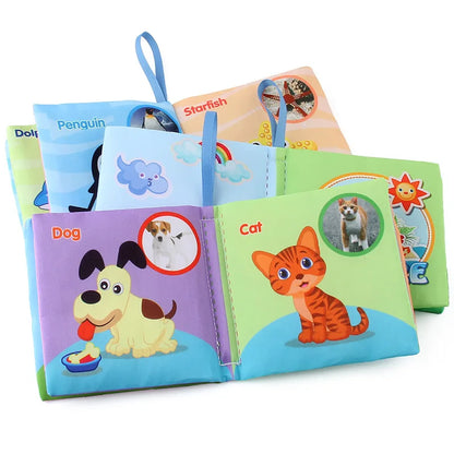 Livro de pano macio para bebês para recém-nascidos de 0 a 12 meses, livro 3D, família animal, cognitivo, Montessori, brinquedos educativos iniciais para crianças, presente