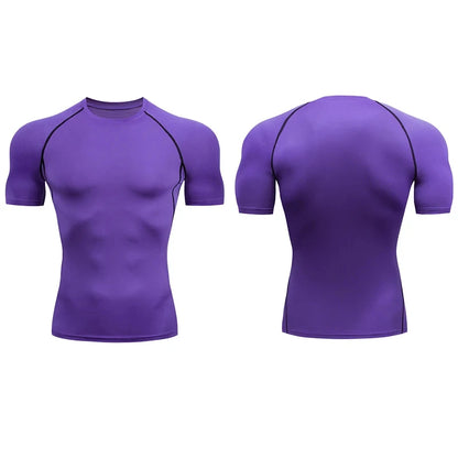 Men Run Compression T-shirt Sports Short Sleeved T Shirt Gym Fitness Sweatshirt Male Jogging Tracksuit Homme Athletic Tee Shirts