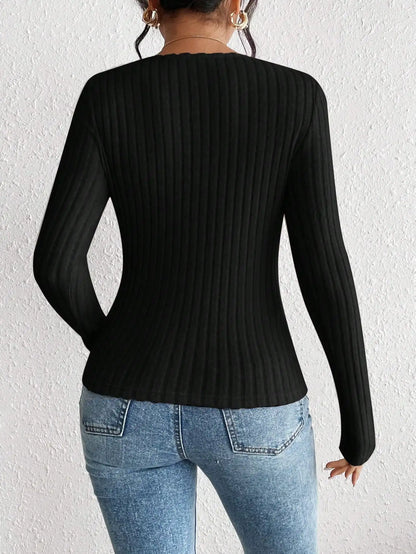 Women's casual Longsleeved tops, knitted longsleeved Tshirt