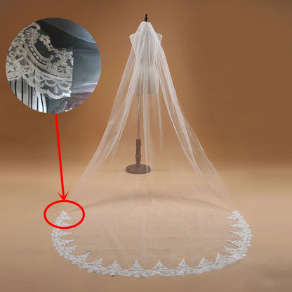 Veu de noiva com  3M One Layer Lace Edge White Cathedral Wedding Veil Long Bridal Veil  Wedding Accessories Veu de Noiva