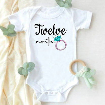 Monthly Milestone Baby Grow Bodysuit  Girls 1-12 Months Baby Shower Gift Month Pictures Monthly Jumpsuit Clothes Infant Romper