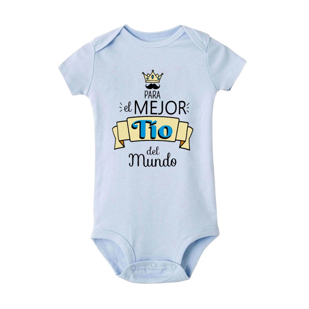 Baby Bodysuit Newborndos 0 meses a 2 anos  Short Sleeve Jumpsuit Funny Infant Romper Cute Toddler ClothesBest Uncle in The World Spanish Printed