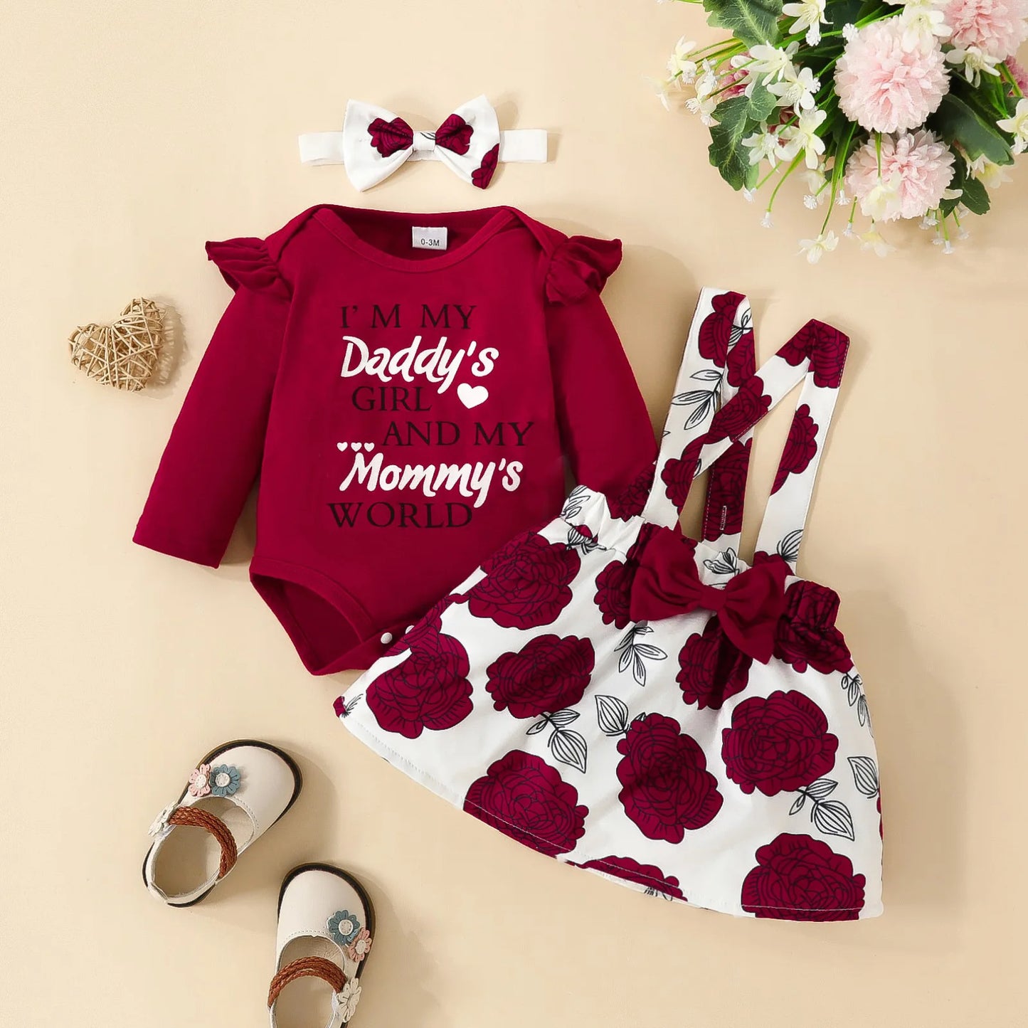 Prowow Panda Baby Girl Outfits Sets Green Cute Panda Romper and Suspender Bamboo Dress 3pcs Baby Clothes Panda Set