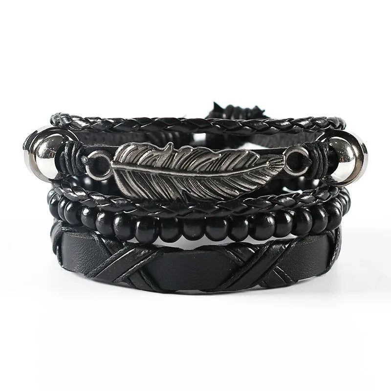 Pulseiras para homem e jovens elaboradas com materiais de alta qualidade conjunto de 4 pulseiras.. 