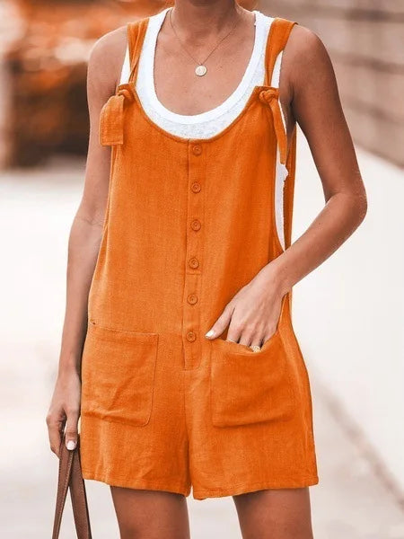 Summer Women Long Jumpsuit Solid Color Casual Loose Thin Size Sleeveless Straps Wide Leg Women Suspender Loose Jumpsuit