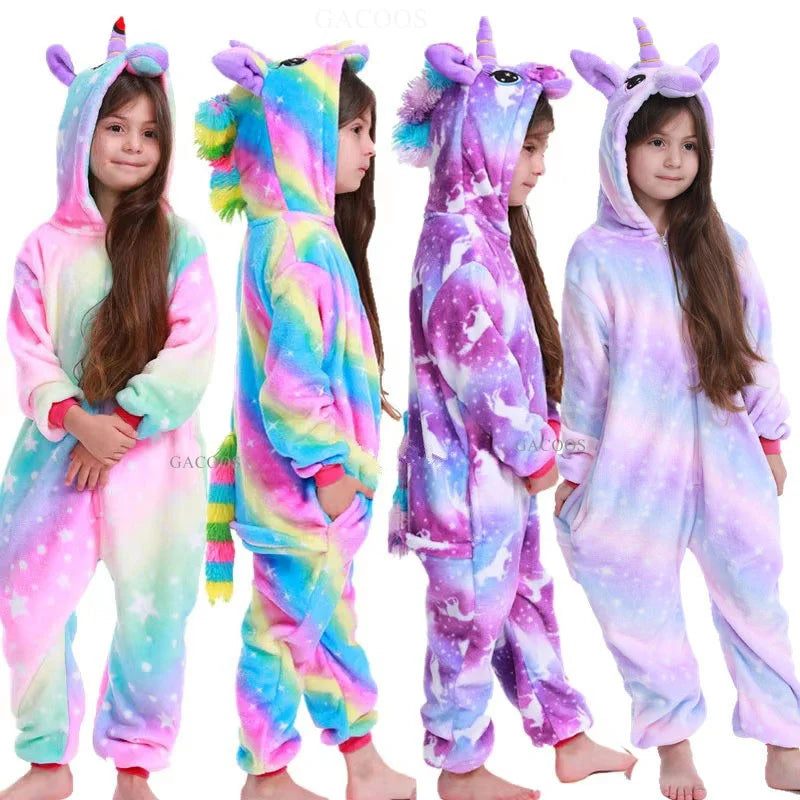 Kigurumi Dinosaur Unicorn Panda Onesie Hooded Pajamas New Kids Children Animal Jumpsuit Girls Boys Cosplay Costume Anime Pyjamas