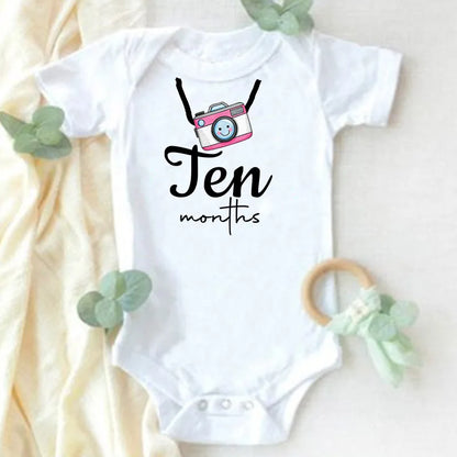Monthly Milestone Baby Grow Bodysuit  Girls 1-12 Months Baby Shower Gift Month Pictures Monthly Jumpsuit Clothes Infant Romper