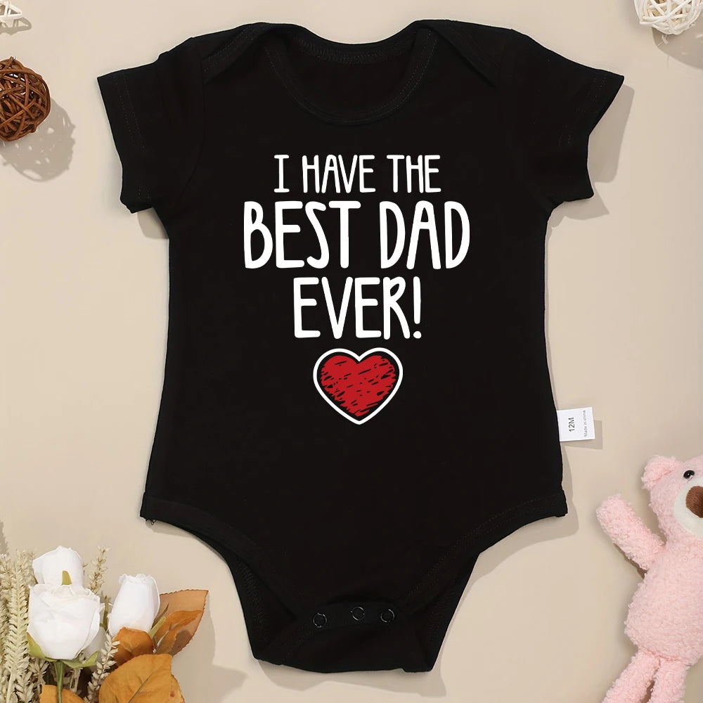 IBodysuit para bebe de 0 a 2 anos meses  coma fraze, Have The Best Dad Ever Newborn Boy Bodysuit Aesthetic Fashion Cute Baby Girl Clothes Cotton Fine Gift Infant Onesie Summer