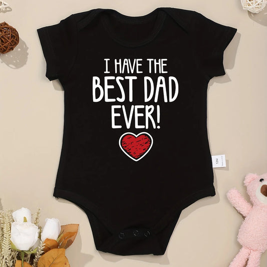 IBodysuit para bebe de 0 a 2 anos meses  coma fraze, Have The Best Dad Ever Newborn Boy Bodysuit Aesthetic Fashion Cute Baby Girl Clothes Cotton Fine Gift Infant Onesie Summer