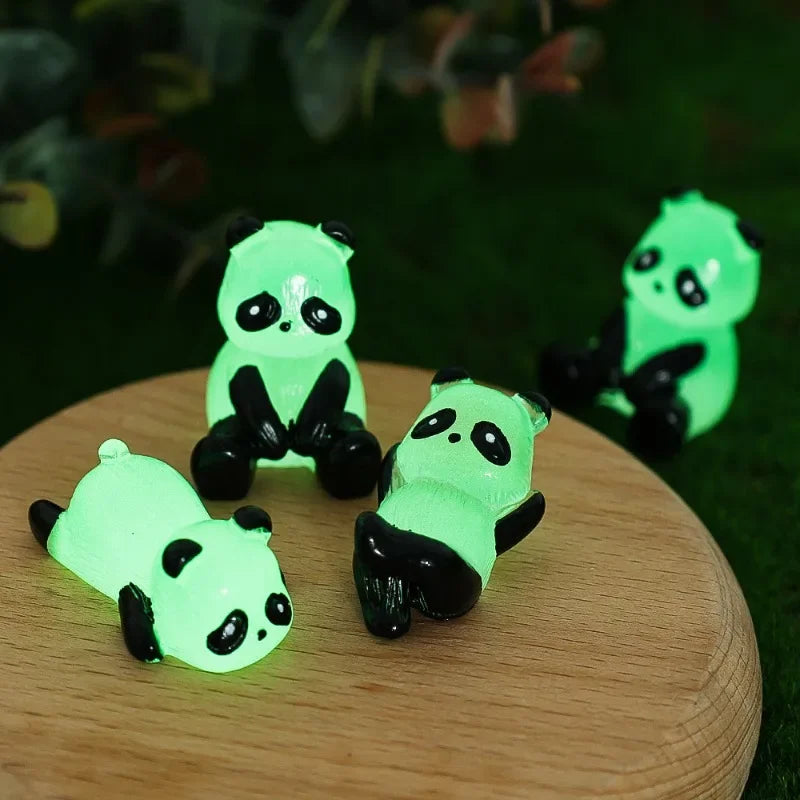 1/10PCS Mini Glowing Tiny Panda Micro Landscape Ornament Glowing in Dark Panda Doll Party Car Table Home Garden Decor Resin Toy