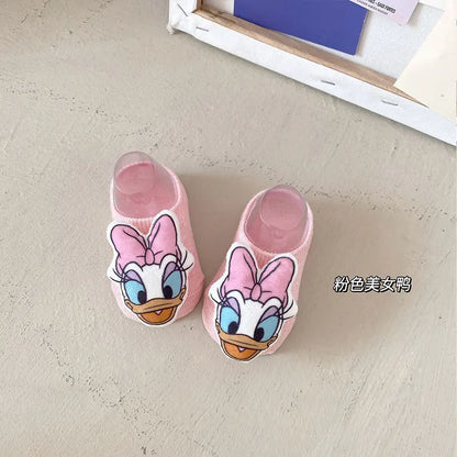 Spring Baby Girls Socks Newborn Mickey and Minnie Baby Socks Infant Baby Boy Socks Anti Slip Soft Cotton Floor Sock Shoes