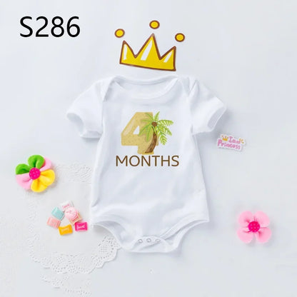 Monthly Baby Grow Bodysuit Cute Animal 1-12 Months One-Pieces