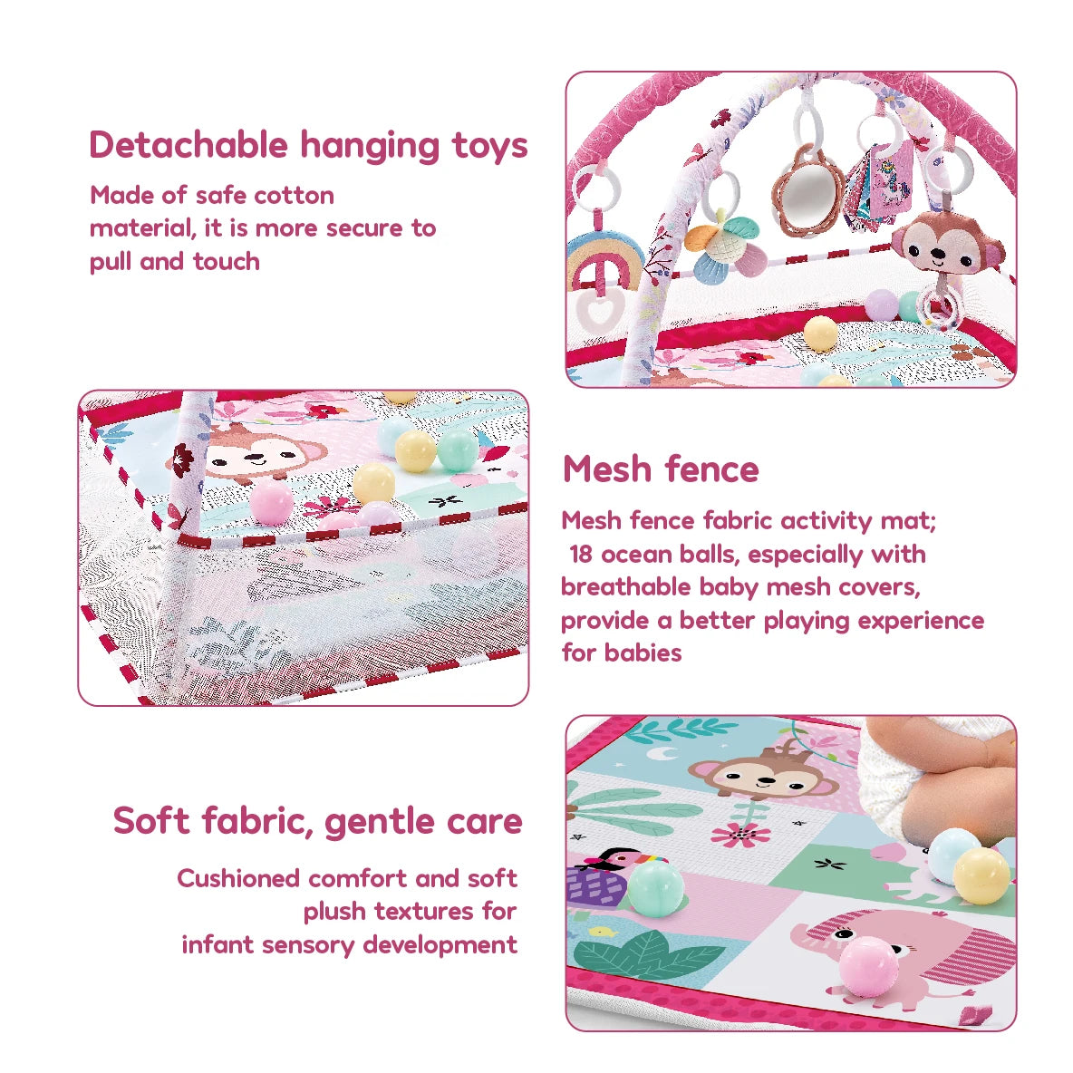 Multifunctional Fitness Frame Baby Crawling Blanket Play Mat Early Education Puzzle Game Activity Mat Newborn Gym Toys