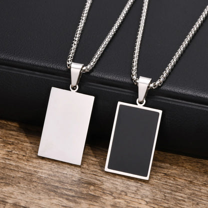 Casual Black Enamel Necklaces for Men,Waterproof Stainless Steel Square Pendant Simple Fashion Male Collar Jewelry Gift                Ideal para momentos especiais..  Seu bebê merece o melhor.  Ideal para você.  Qualidade e sofisticação...