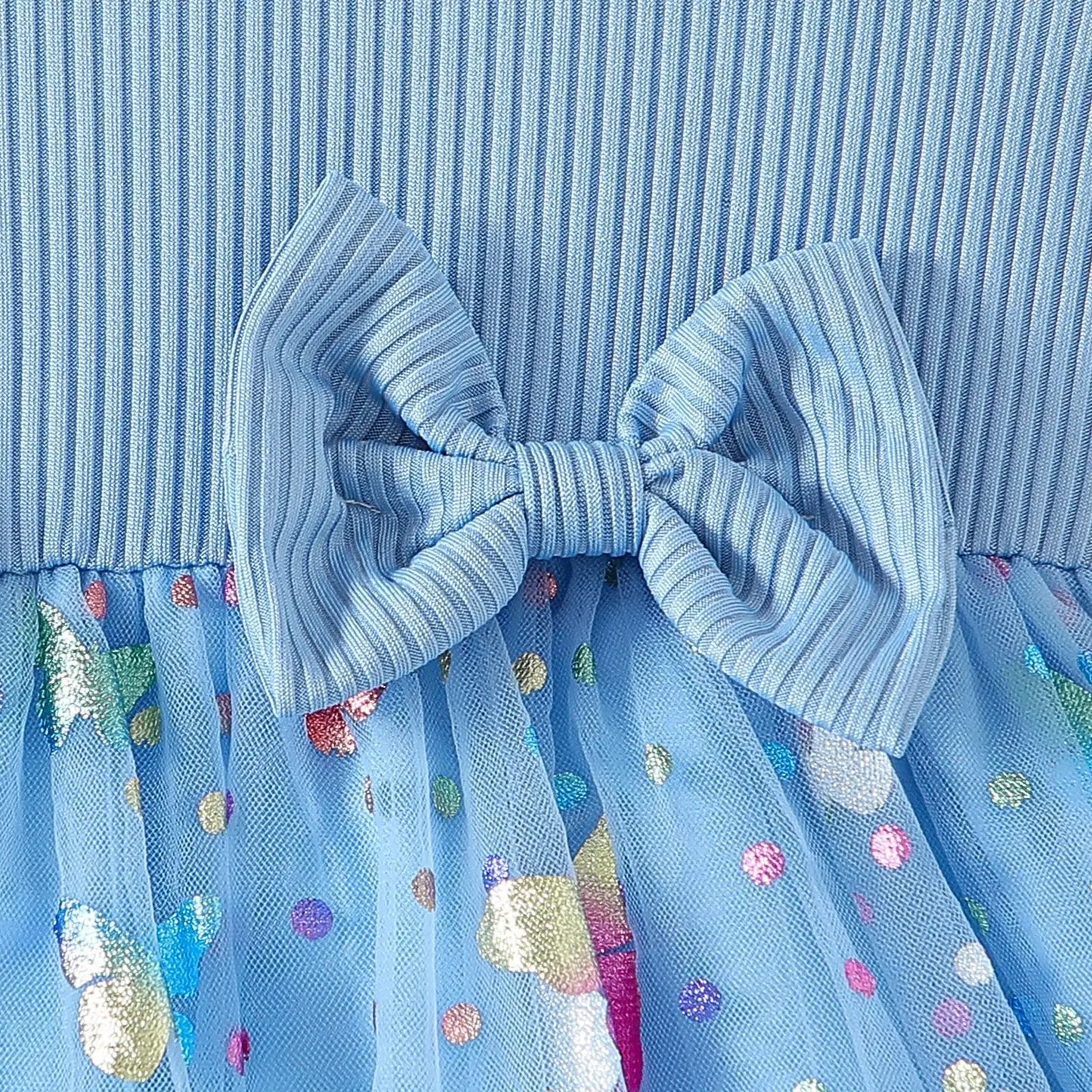 Trendy Sweet Girls' Bow Princess Dress Korean Style Children's Butterfly Mesh Flower Birthday Dress 2-6Year Summer Kids Clothing