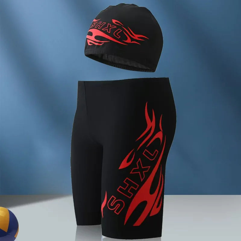 New Men Swimsuit Trunks Diving Surfing Sports Shorts Quick-drying Print Swimming  Male Pants
