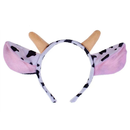 tiara Girls Cute Cow Giraffe Elephant Monkey Headband Kawaii Soft Cat Bear Tiger Panda Ears Headpiece Performance Birthday Party Wear
