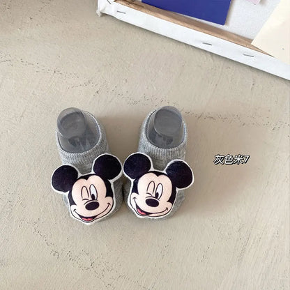 Spring Baby Girls Socks Newborn Mickey and Minnie Baby Socks Infant Baby Boy Socks Anti Slip Soft Cotton Floor Sock Shoes