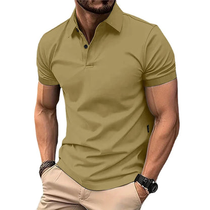 Summer Men's Solid Color Polo Shirt Short Sleeve Lapel Button Tshirts for Men Casual Streetwear Lightweight