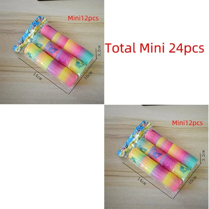 12/24PCS Rainbow Magic Springs Circle Toys Kids Birthday Party Favors Guests Giveaway Small Gifts Pinata Fillers Flexible Funny Toy
