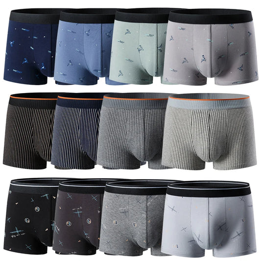 4 Piece Men's To Teenagers' Multi-size Boyshort Parent-child Pants Casual Fashion Joker Men's Underwear Elastic Waist Shorts