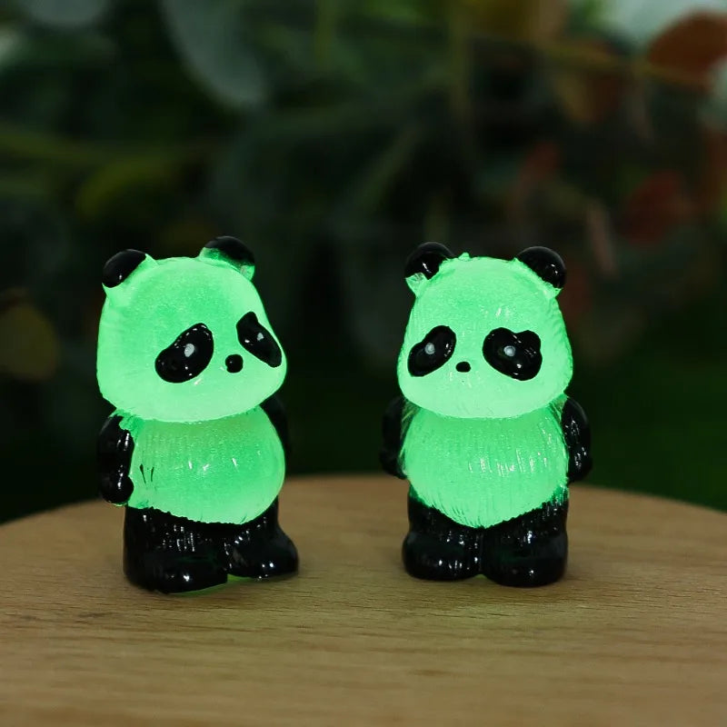 1/10PCS Mini Glowing Tiny Panda Micro Landscape Ornament Glowing in Dark Panda Doll Party Car Table Home Garden Decor Resin Toy