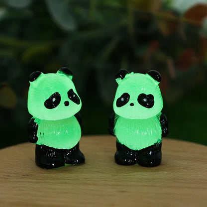 1/10PCS Mini Glowing Tiny Panda Micro Landscape Ornament Glowing in Dark Panda Doll Party Car Table Home Garden Decor Resin Toy