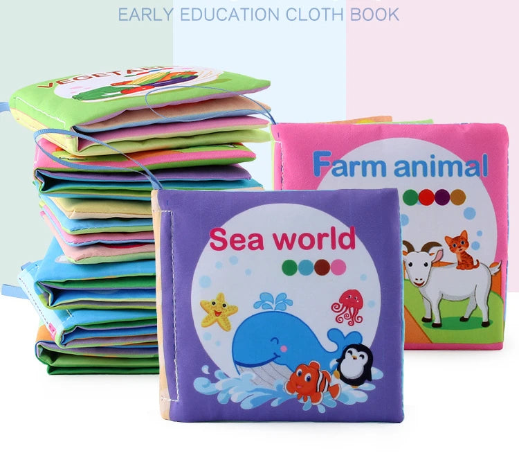 Livro de pano macio para bebês para recém-nascidos de 0 a 12 meses, livro 3D, família animal, cognitivo, Montessori, brinquedos educativos iniciais para crianças, presente