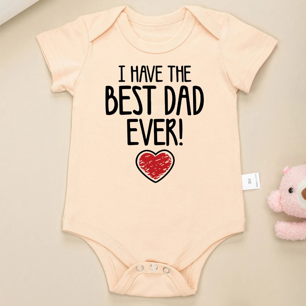 IBodysuit para bebe de 0 a 2 anos meses  coma fraze, Have The Best Dad Ever Newborn Boy Bodysuit Aesthetic Fashion Cute Baby Girl Clothes Cotton Fine Gift Infant Onesie Summer
