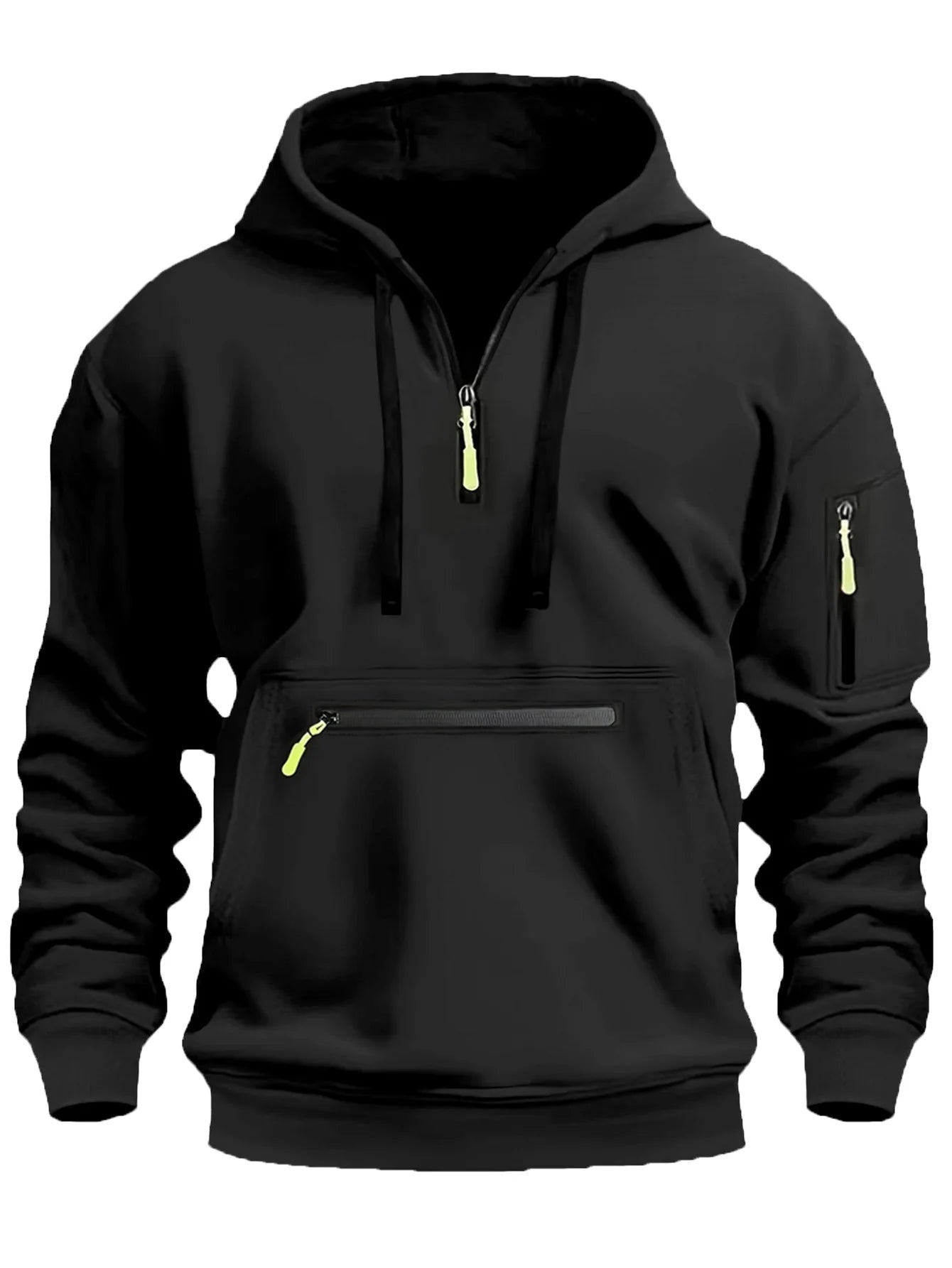 Men's Hooded Sweater Leisure Sports Pullover Retro Long Sleeve Zipper Multi-pocket Casual Loose Coat Street Wear