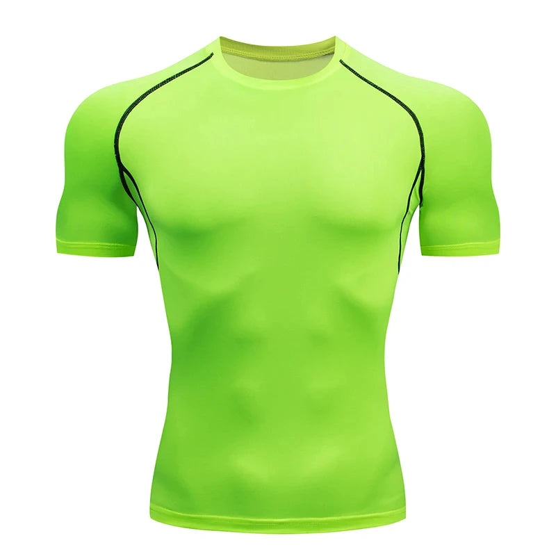 Men Run Compression T-shirt Sports Short Sleeved T Shirt Gym Fitness Sweatshirt Male Jogging Tracksuit Homme Athletic Tee Shirts