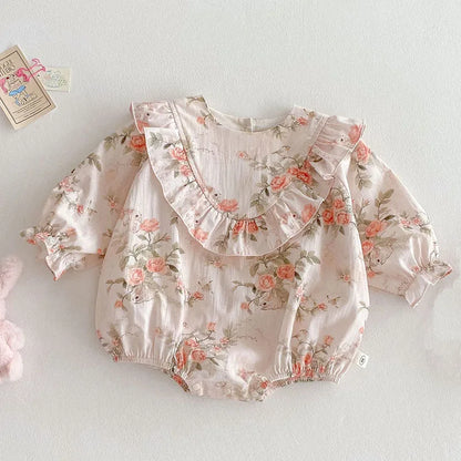 MILANCEL New Spring Baby Bodysuit 0-24M Toddler Cute Printing Flower Jumpsuit Infant Girls One Piece