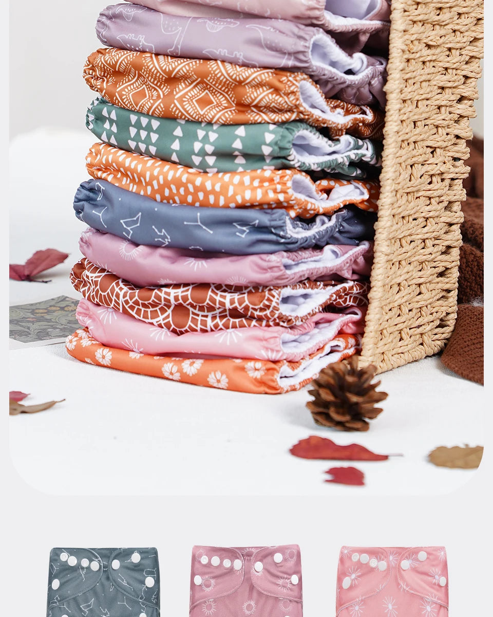 Fraldas de 3-15KG 3Pcs Set Pocket Diaper Suede Cloth Inner Washable&Reusable Absorbent Ecological Adjustable Baby Nappy Cover