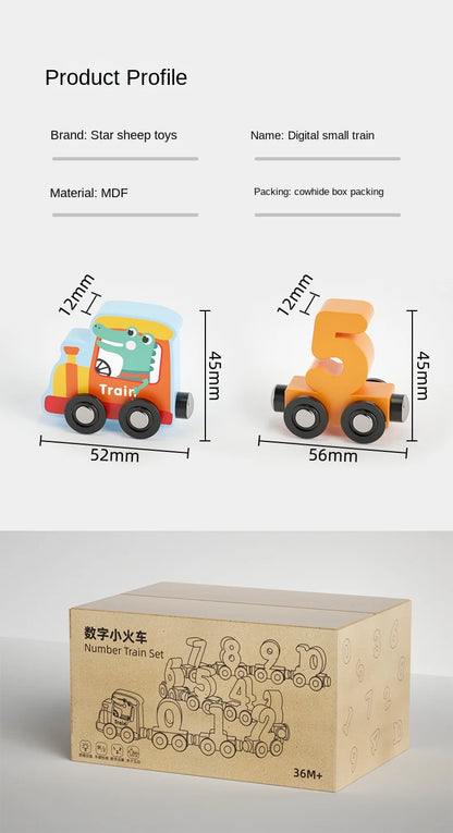 12PCS/Sets Magnetic Digital Train Colorful Cognition Wooden Toy Learning Car Montessori Children's Assembly Educational Toys