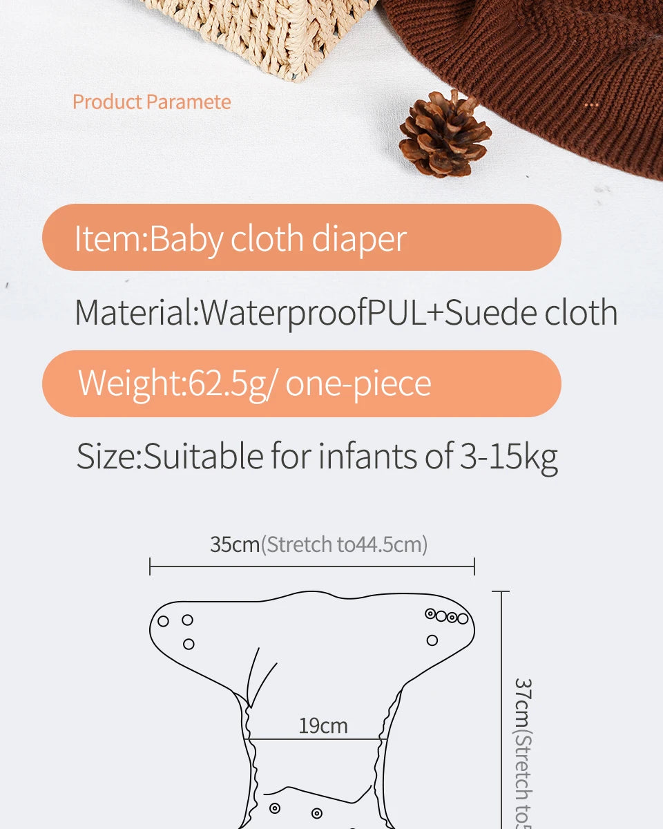 Fraldas de 3-15KG 3Pcs Set Pocket Diaper Suede Cloth Inner Washable&Reusable Absorbent Ecological Adjustable Baby Nappy Cover