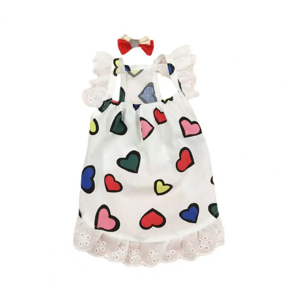 Summer Dog Dresses Soft Lace Comfortable Puppy Sundress Photograph Prop Cotton Cat Skirt With Headdress Lovely Pets Clothes