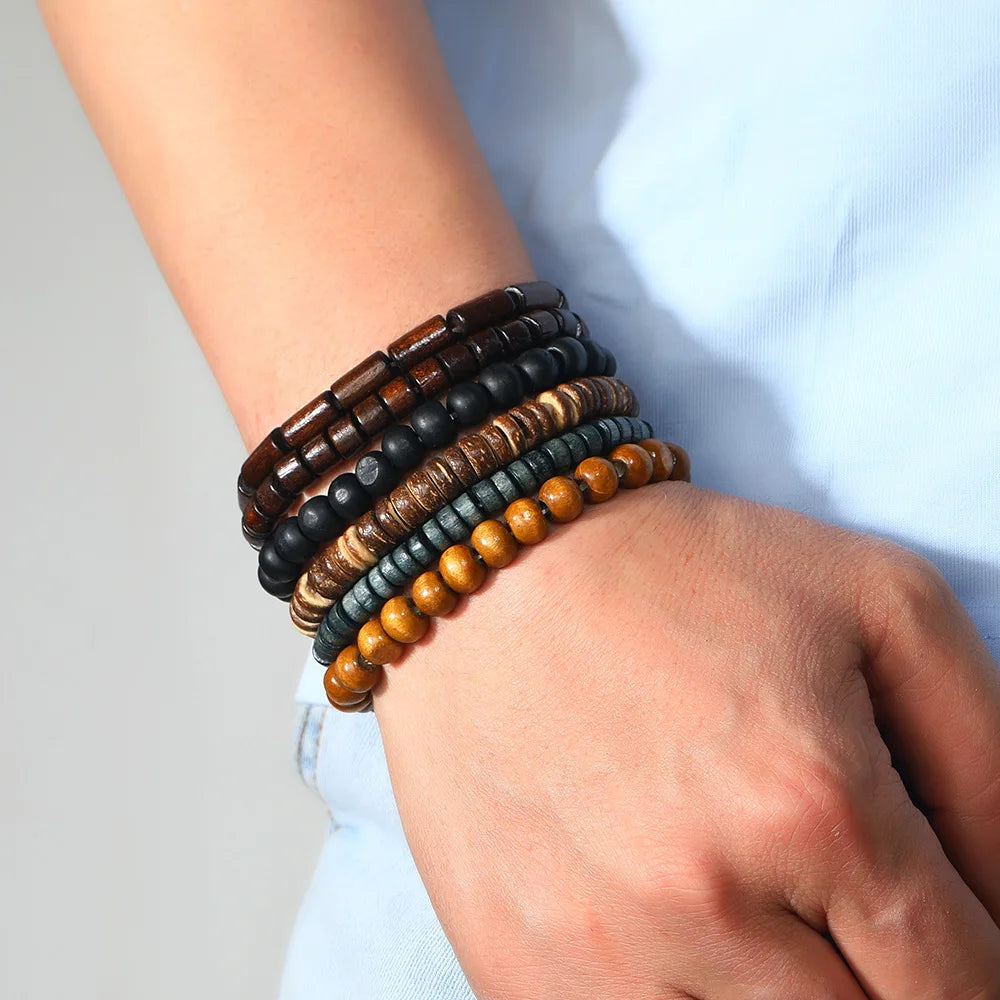 Pulseiras para homem e jovens elaboradas com materiais de alta qualidade conjunto de 4 pulseiras.. 