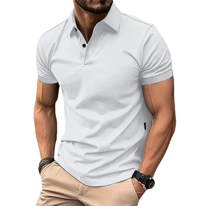 Summer Men's Solid Color Polo Shirt Short Sleeve Lapel Button Tshirts for Men Casual Streetwear Lightweight