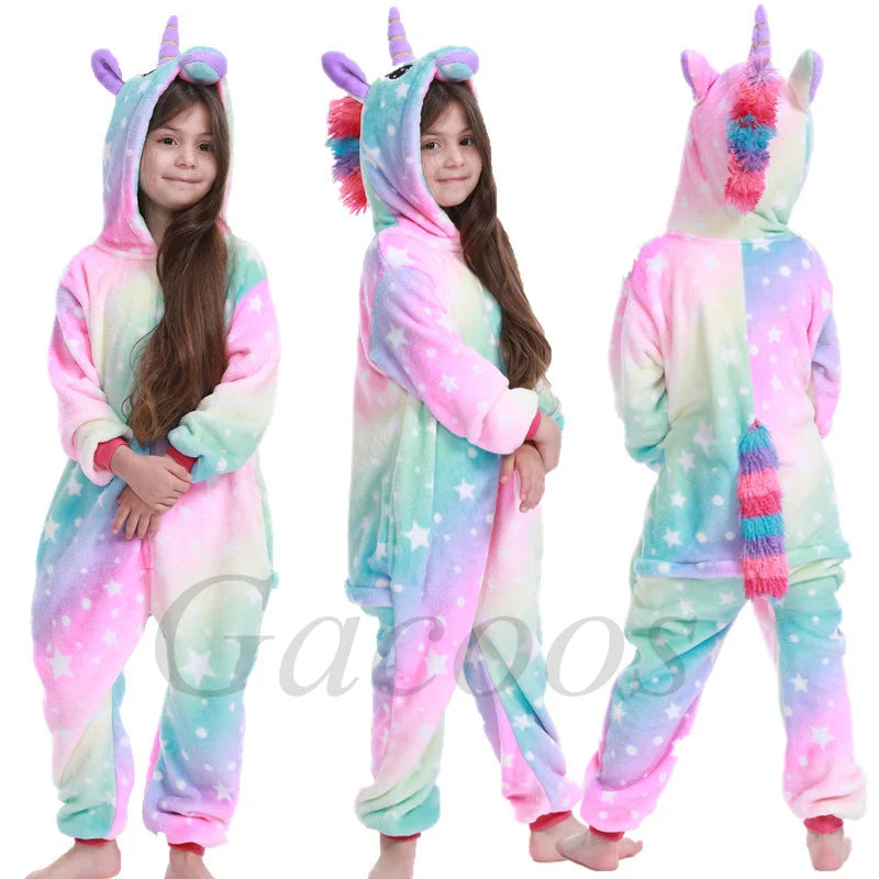 Kigurumi Dinosaur Unicorn Panda Onesie Hooded Pajamas New Kids Children Animal Jumpsuit Girls Boys Cosplay Costume Anime Pyjamas