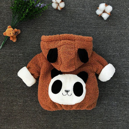 Roupa tema Panda Plush Baby Boys  and  Girl Little Princess Outwe ,Jacket Winter Warm Hooded Coat Forear