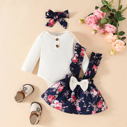 Prowow Panda Baby Girl Outfits Sets Green Cute Panda Romper and Suspender Bamboo Dress 3pcs Baby Clothes Panda Set