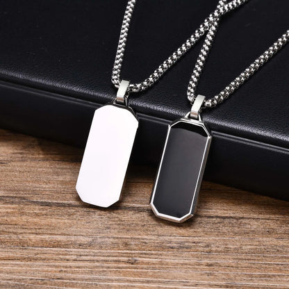 Casual Black Enamel Necklaces for Men,Waterproof Stainless Steel Square Pendant Simple Fashion Male Collar Jewelry Gift                Ideal para momentos especiais..  Seu bebê merece o melhor.  Ideal para você.  Qualidade e sofisticação...
