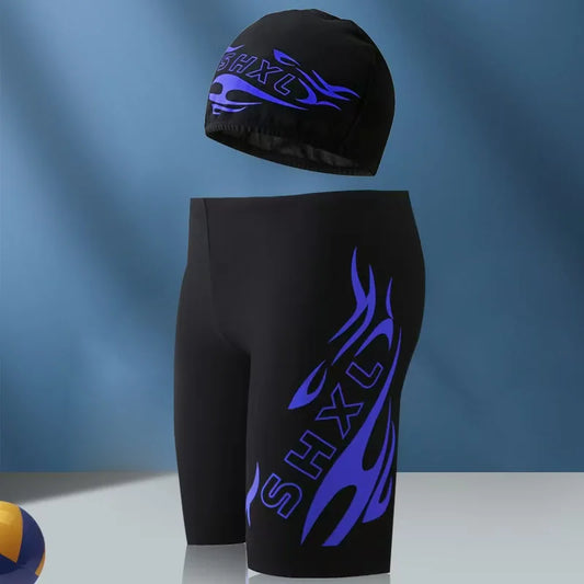 New Men Swimsuit Trunks Diving Surfing Sports Shorts Quick-drying Print Swimming  Male Pants