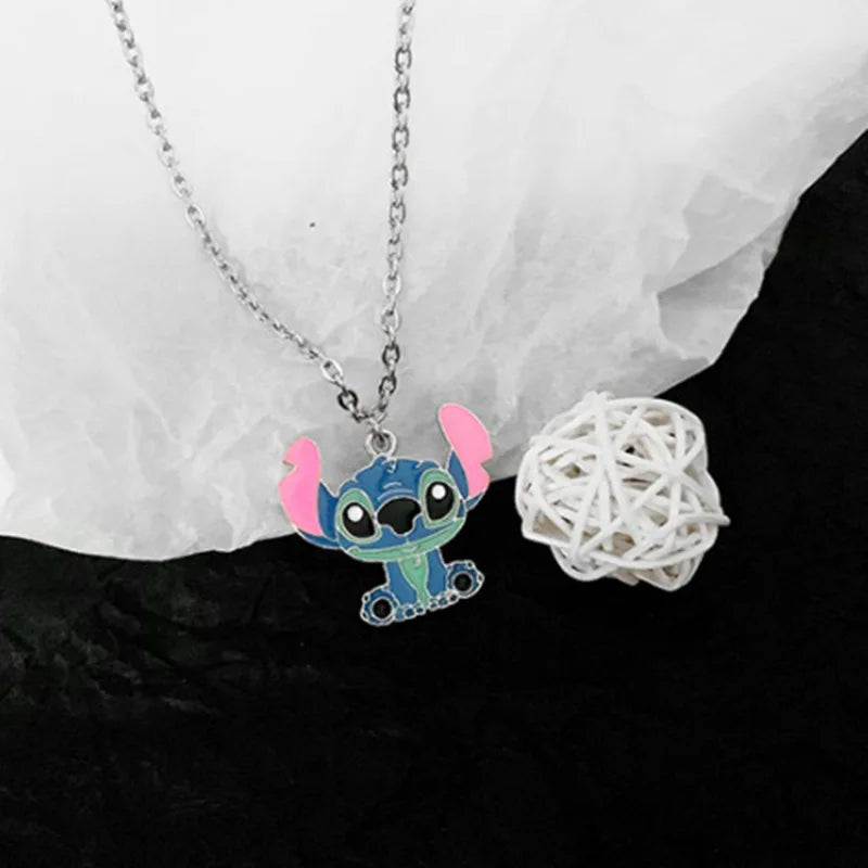 Disney Cartoon Necklace Lilo &amp Stitch Modeling Metal Necklace Anime Characters Stitch Kawaii Hip Hop Pendant Kids Gifts