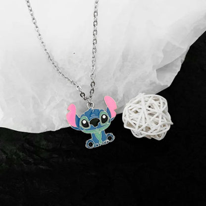 Disney Cartoon Necklace Lilo &amp Stitch Modeling Metal Necklace Anime Characters Stitch Kawaii Hip Hop Pendant Kids Gifts