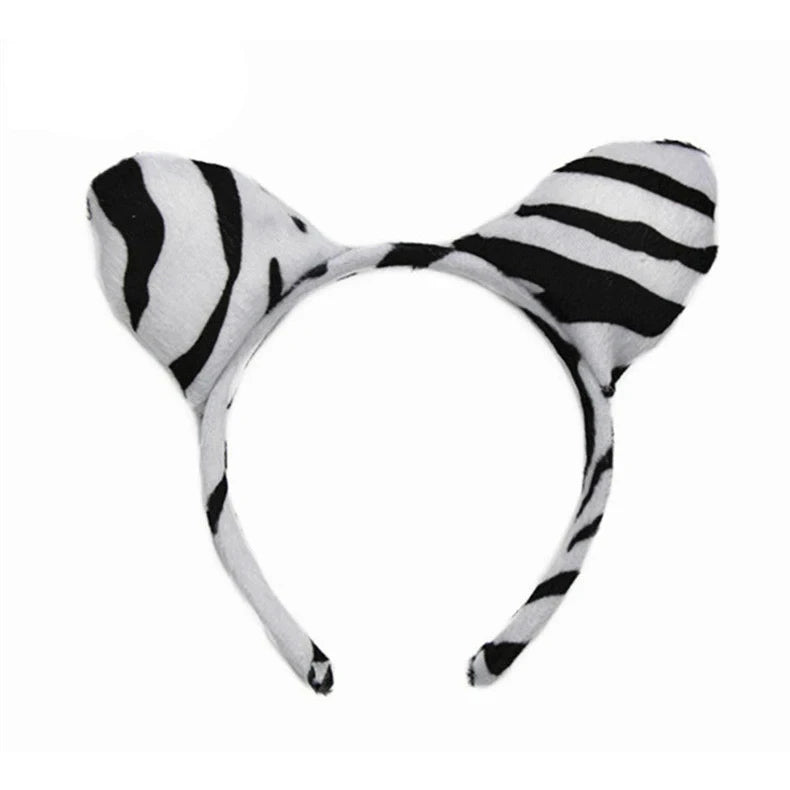 tiara Girls Cute Cow Giraffe Elephant Monkey Headband Kawaii Soft Cat Bear Tiger Panda Ears Headpiece Performance Birthday Party Wear