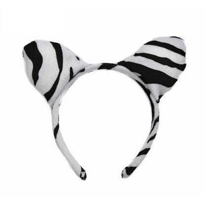 tiara Girls Cute Cow Giraffe Elephant Monkey Headband Kawaii Soft Cat Bear Tiger Panda Ears Headpiece Performance Birthday Party Wear