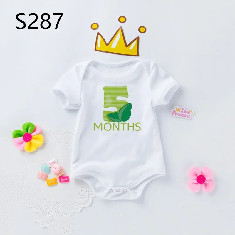 Monthly Baby Grow Bodysuit Cute Animal 1-12 Months One-Pieces